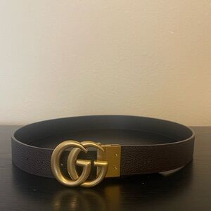 Authentic Gucci Men’s Reversible Black / Brown Leather Belt Sz 90 / 35.4
